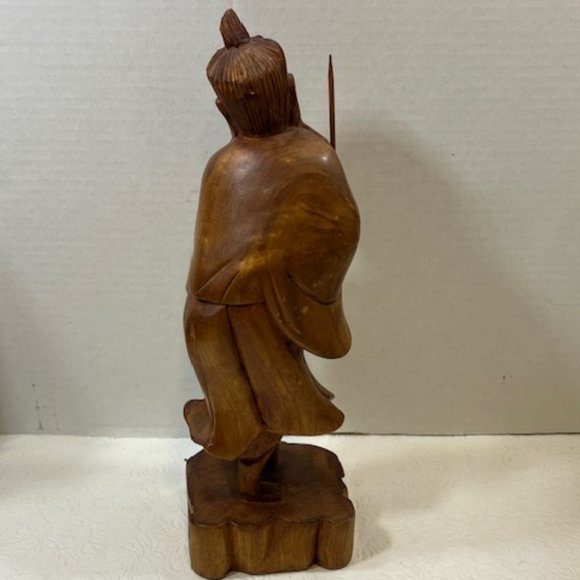 VTG Hand Carved Wood Fisherman Sculpture 12" Tall - Picture 4 of 13